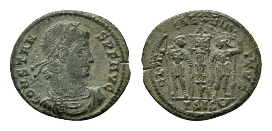  Antike, Constans; Bronzemünze 1,41 g   
