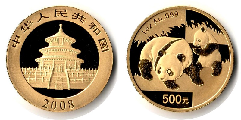 China MM-Frankfurt Feingewicht: 31,1g Gold 500 Yuan 2008 pp