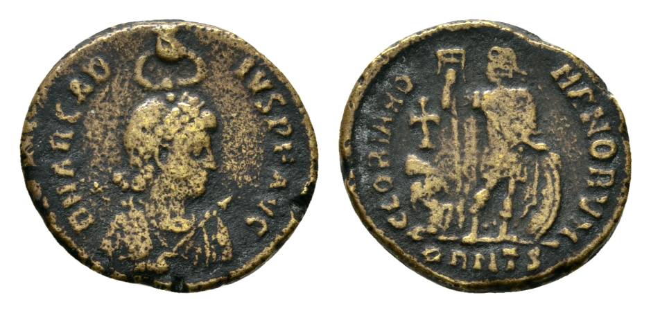  Antike, Arcadius 383-408; Bronzemünze 5,24 g   