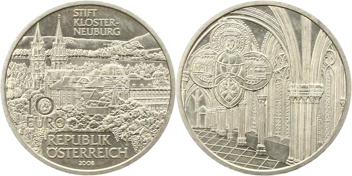  8705  Österreich 10 Euro Silber 2008 Kloster Neuburg   