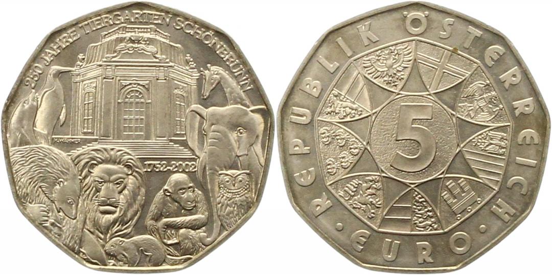  8709 Österreich 5 Euro Silber 2002 Tiergarten Schönbrunn   