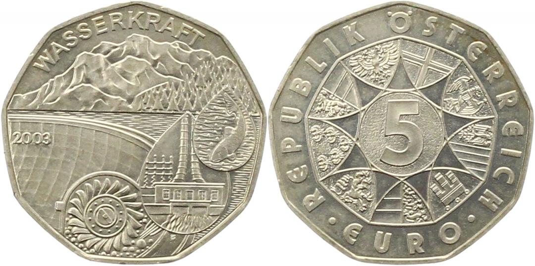  8710  Österreich 5 Euro Silber 2003 Wasserkraft   