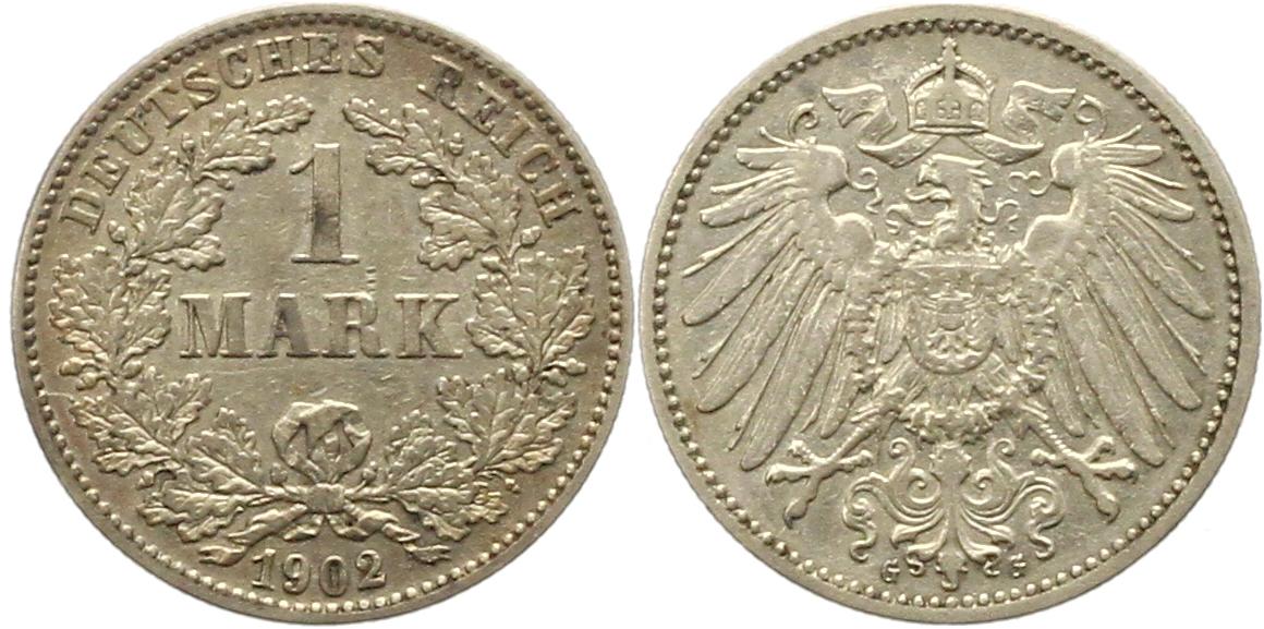  8723 Kaiserreich 1 Mark 1902 G   