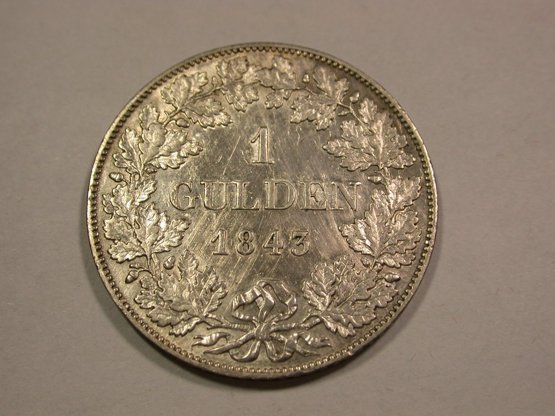  B48 Bayern  1 Gulden 1843 in ss+/ss-vz  Originalbilder   