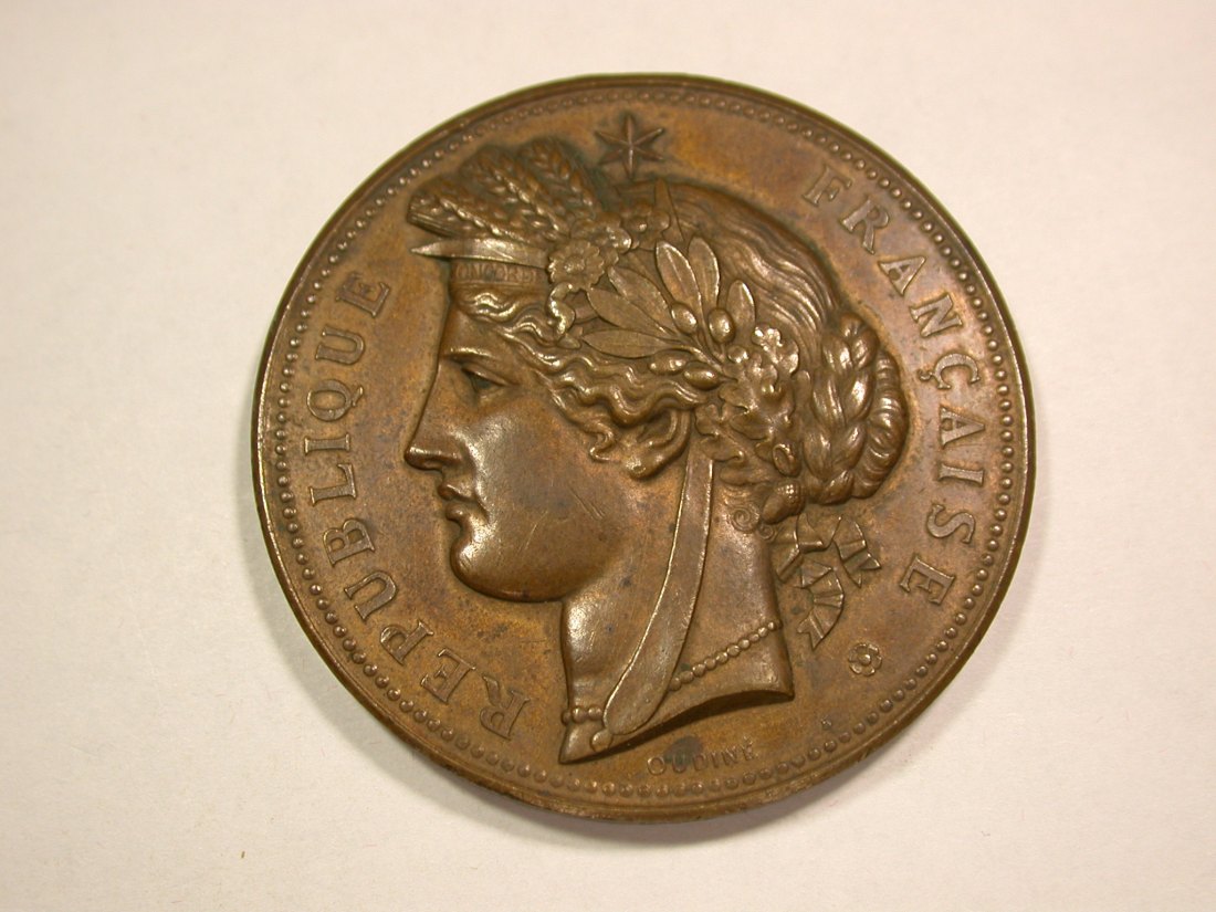  B48 Frankreich Bronze Medaille 1878 Weltausstellung 50,5mm/57,94gr. in vz-st Originalbilder   