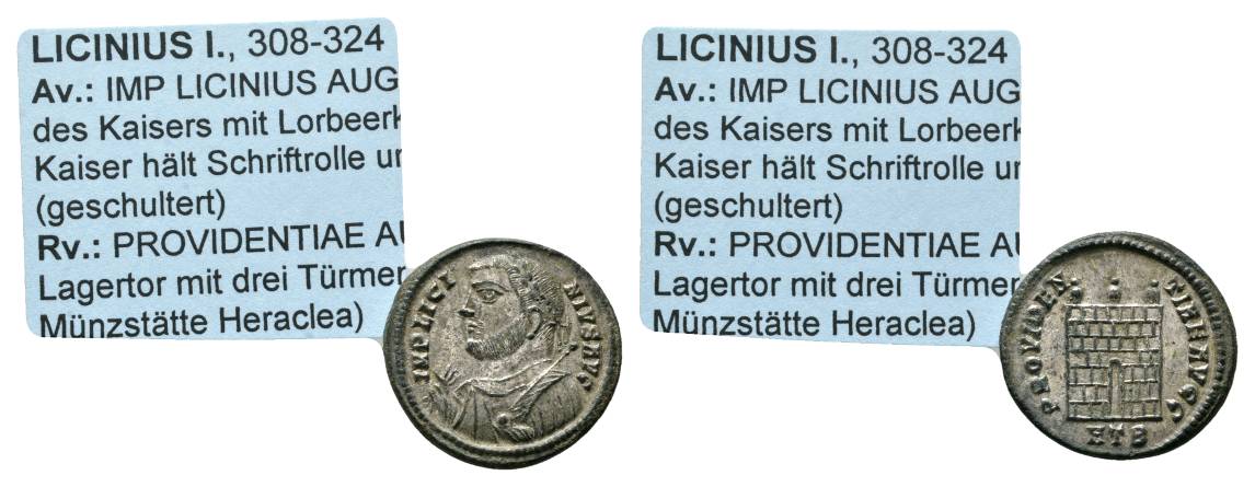  Antike; Licinius I. 308-324; Silbermünze 3,46 g   