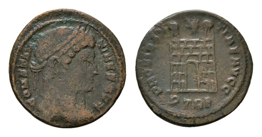  Antike; Constantinus II. 317-340; Bronzemünze 3,89 g   
