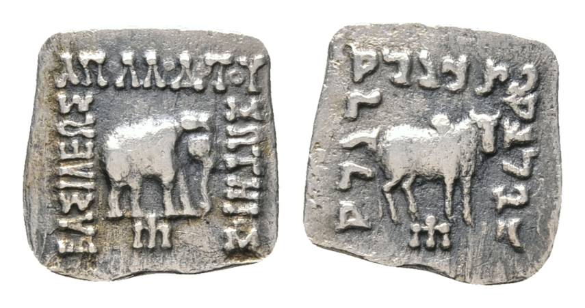  Antike; Griechenland BAKTRIEN; Silbermünze 2,14 g   
