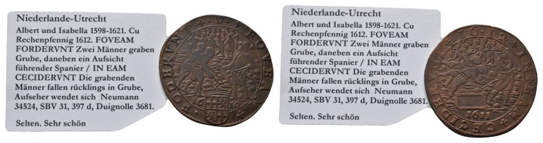  Niederlande-Utrecht, Cu Rechenpfennig 1612   
