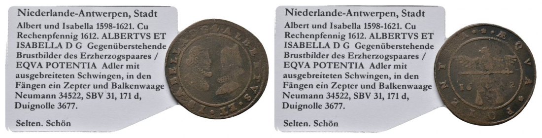  Niederlande-Antwerpen, Cu Rechenpfennig 1662   