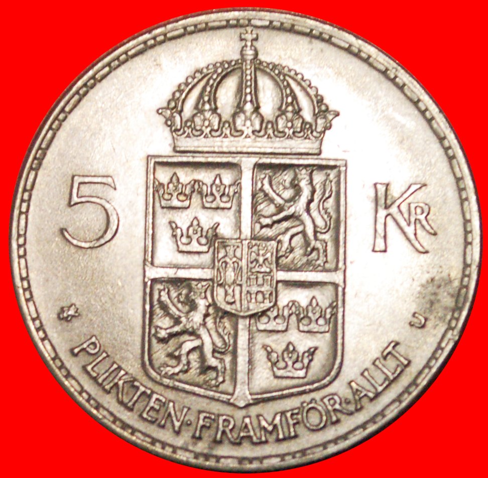  √ LIONS NOT WITHOUT LINES: SWEDEN ★ 5 KRONOR 1972!   