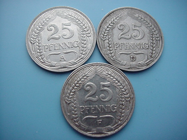 Kaiserreich 3 x 25 Pfennig