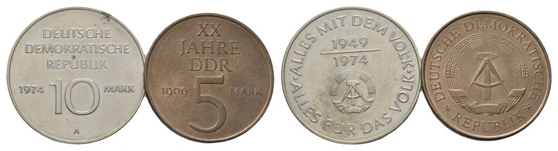  DDR 10 Mark 1974 / 5 Mark 1969   