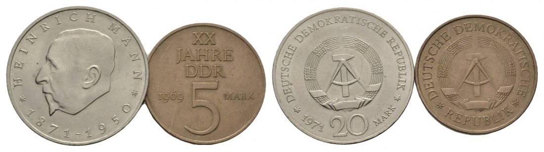  DDR 20 Mark 1971 / 5 Mark 1969   