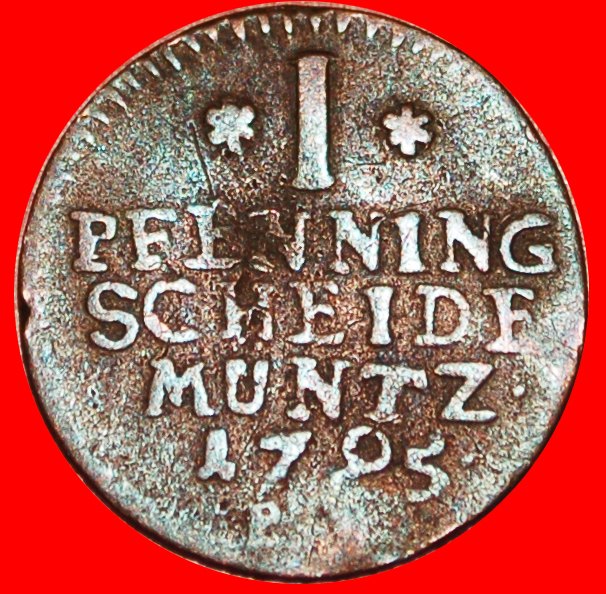  √ WALDECK-PYRMONT: GERMANY ★ 1 PFENNIG 1795PS COIN ALIGNMENT ↑↓ RARE!   
