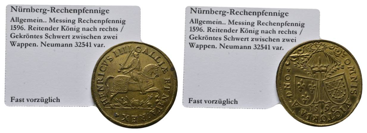  Nürnberg-Rechenpfennige, Messing Rechenpfennig 1596   