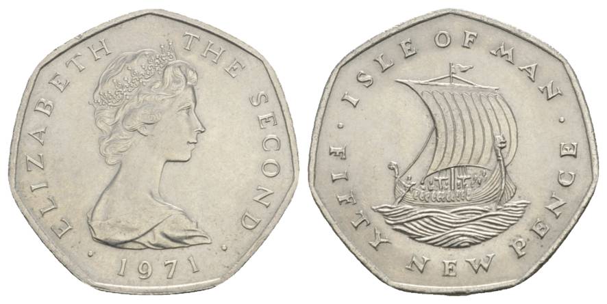  Isle of Man 1971, 50 Pence; Cu-Ni   