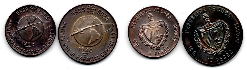  Kuba  5 und 10 Pesos  1980  FM-Frankfurt  Feingewicht: 30g  Silber  vz (Patina)   