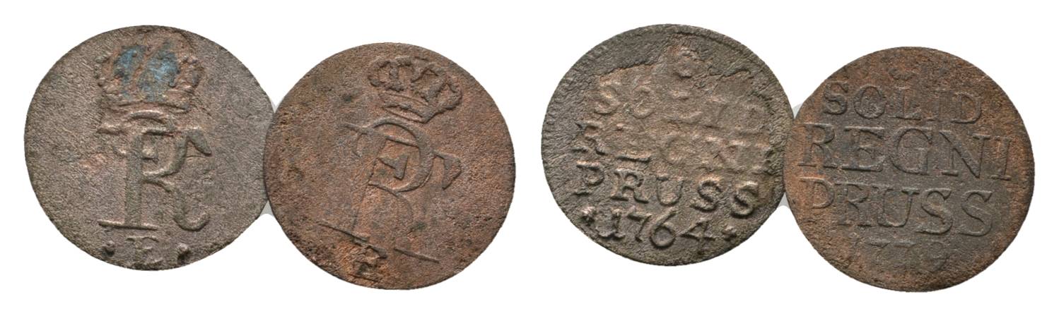  Altdeutschland, 2 Kleinmünzen 1764/1779   