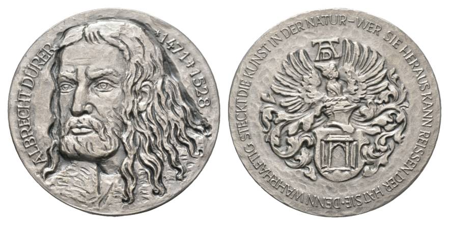  Albrecht Dürer; Medaille versilbert; 26,12 g, Ø 40 mm   