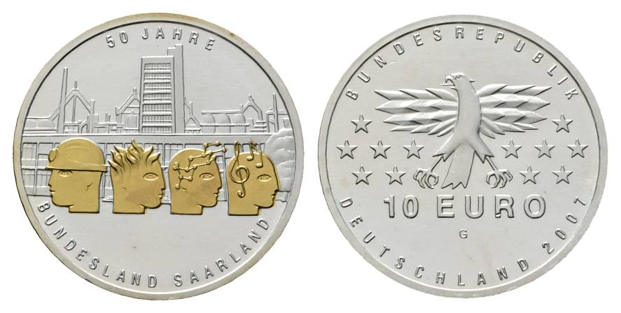  10 Euro 2007 Gedenkmünze teilvergoldet; Ag 0,925; 18 g, Ø 32,5 mm   