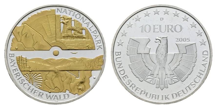  10 Euro 2005 Gedenkmünze teilvergoldet; Ag 0,925; 18 g, Ø 32,5 mm   