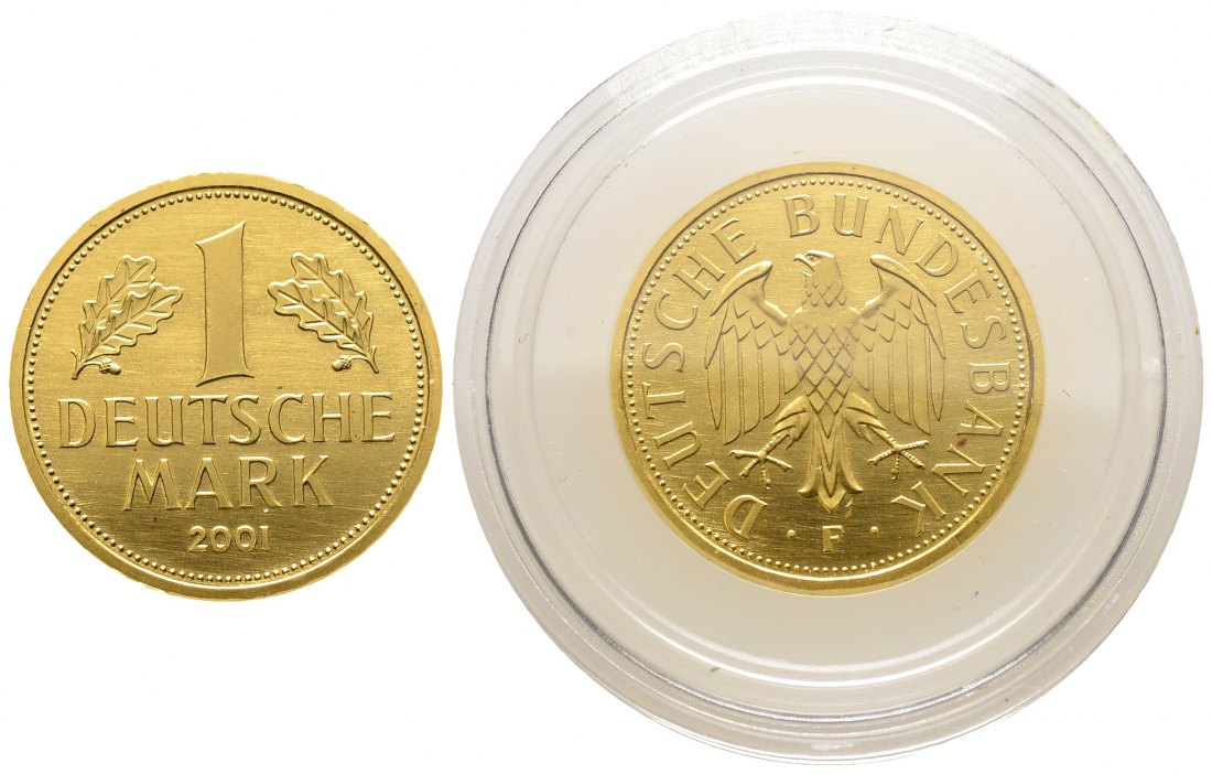PEUS 8560 BRD 12 g Feingold. 1 Mark GOLD 2001 F Stuttgart Stempelglanz (Originalkapsel)