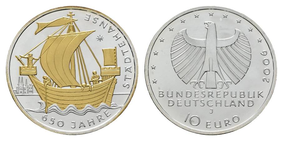  10 Euro 2006 Gedenkmünze teilvergoldet; Ag 0,925; 18 g, Ø 32,5 mm   