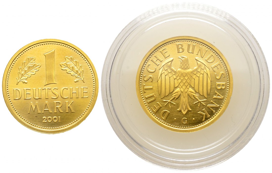 PEUS 8561 BRD 12 g Feingold. 1 Mark GOLD 2001 G Karlsruhe Stempelglanz (Originalkapsel)