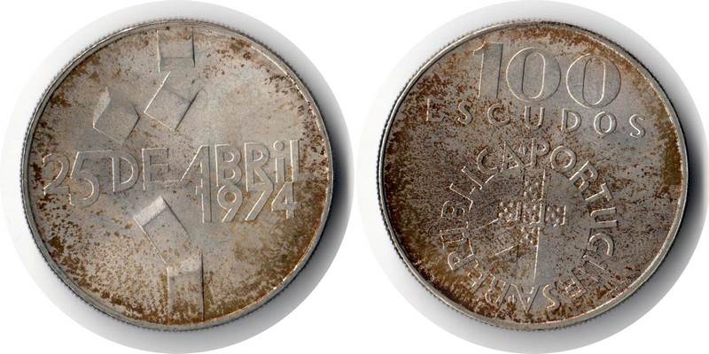  Portugal  100 Escudos  1976  FM-Frankfurt  Feingewicht: 9,75g Silber  sehr schön   