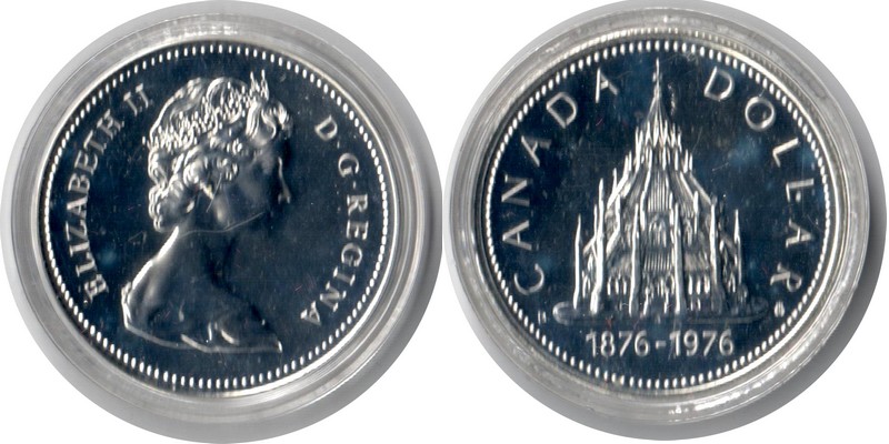  Kanada 1 Dollar  1976  FM-Frankfurt Feingewicht: 11,66g Silber st/vorzüglich   