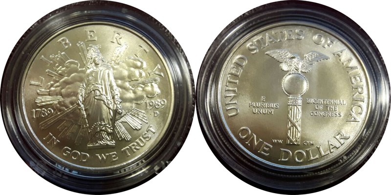  USA  1 Dollar 1989   FM-Frankfurt  Feingewicht: 24,06g  Silber   stempelglanz   