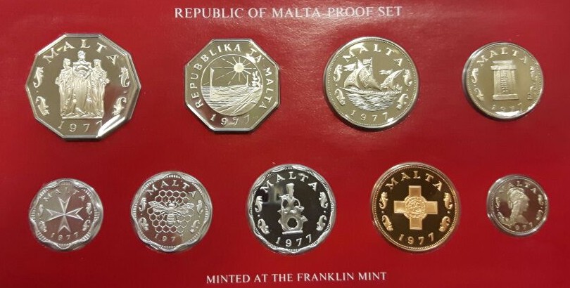  Republik of Malta Proof Set 1977,  2 Mils - 50 Cents  FM-Frankfurt   pp   