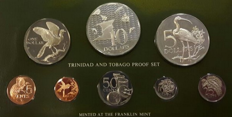  Trinidad & Tobago Münzset 1 Cent - 10 Dollar  1975 FM-Frankfurt  Feingewicht: 59,85g  Silber PP   
