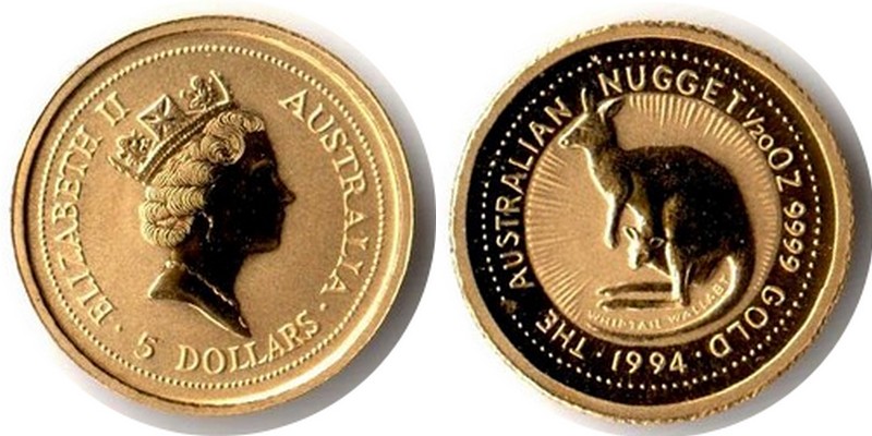 Australien MM-Frankfurt Feingewicht: 1,55g Gold 5 Dollar 1994 vorzüglich