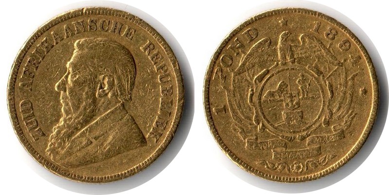 Süd Afrika MM-Frankfurt Feingewicht: 7,32g Gold 1 Pfund 1894 sehr schön