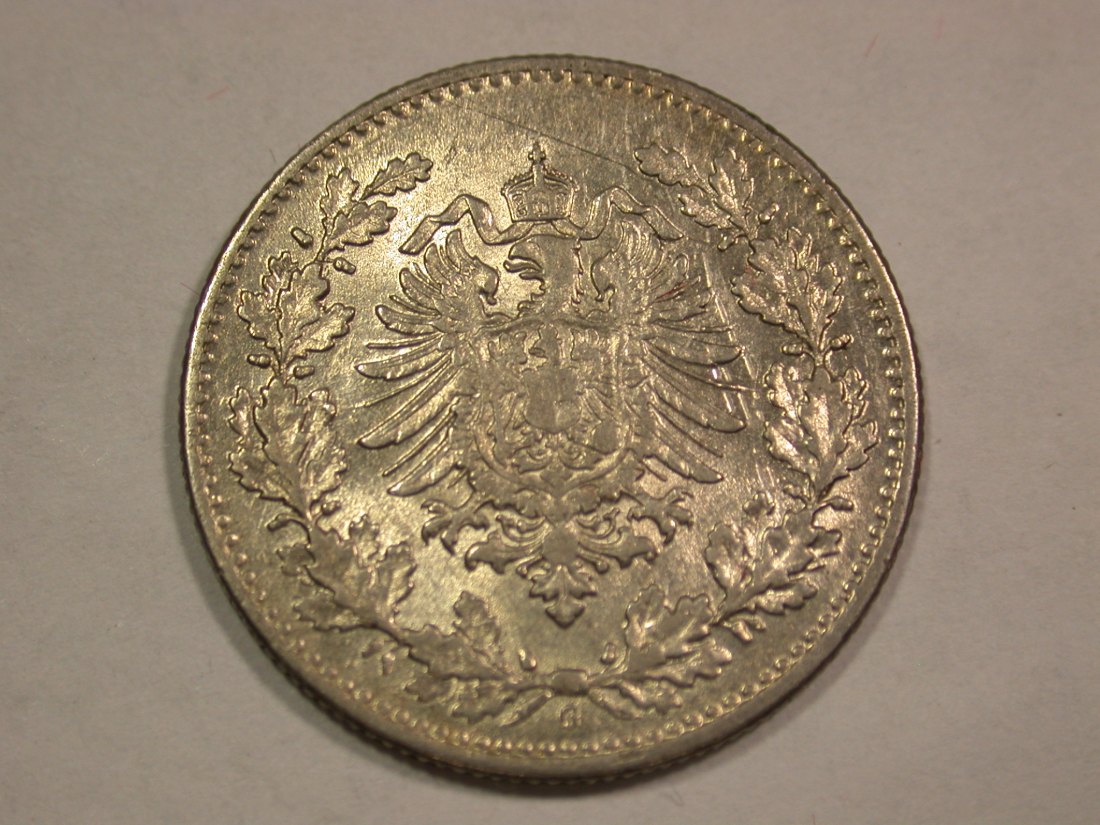  B21 KR  50 Pfennig 1877 G in vz+/vz-st Originalbilder   