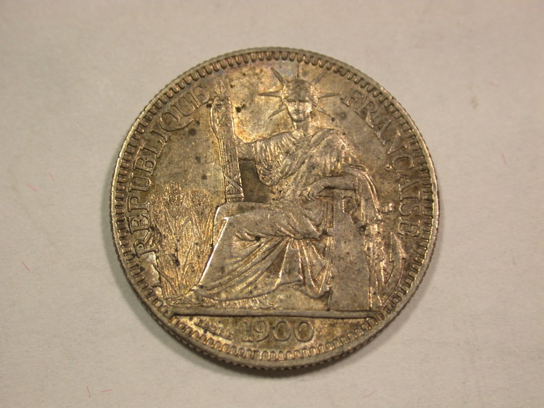  B21 Franz. Indo China 1900  10 Centimes in vz/vz+ Originalbilder   