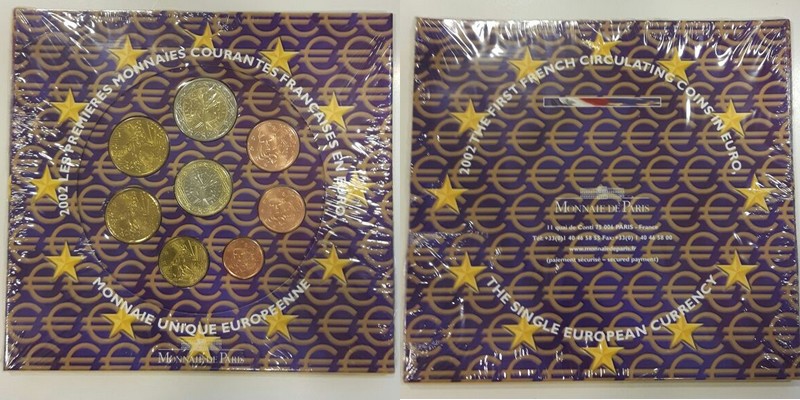  Frankreich  Euro-Kursmünzensatz 2002    FM-Frankfurt verschweisst   