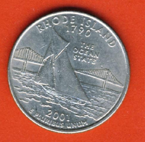  USA 25 Cents State Quarters 2001 P Rhode Island   