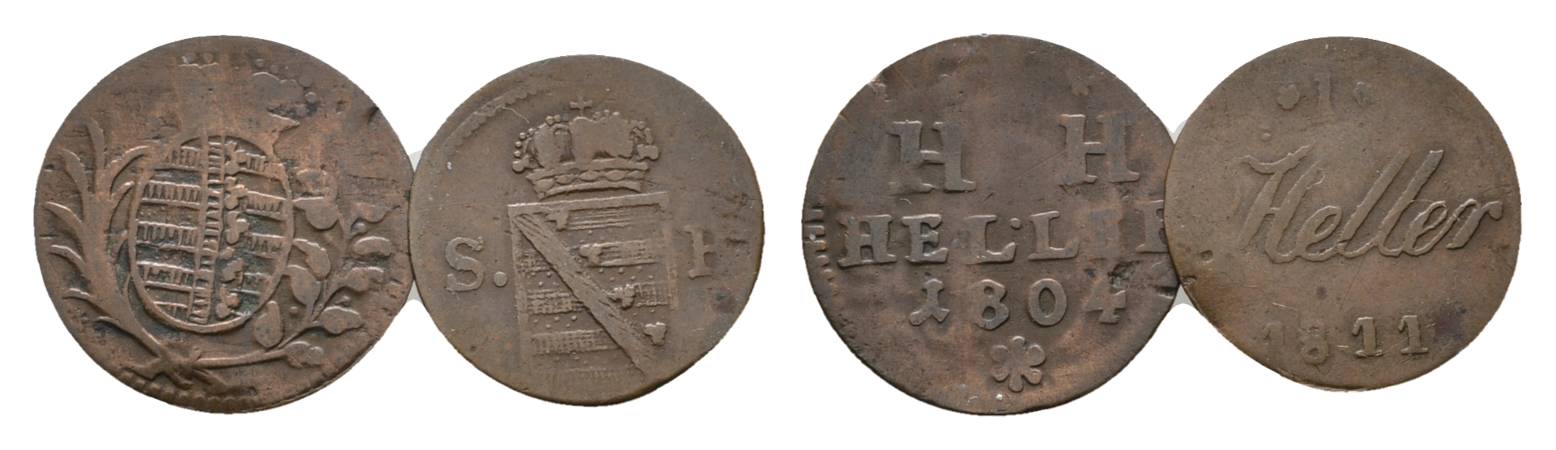  Altdeutschland, 2 Kleinmünzen 1804/1811   