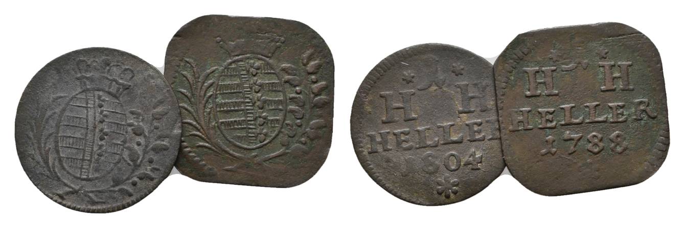  Altdeutschland, 2 Kleinmünzen 1804/1788   