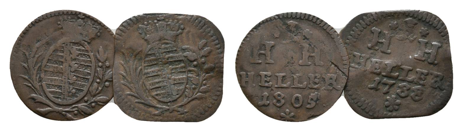  Altdeutschland, 2 Kleinmünzen 1805/1788   