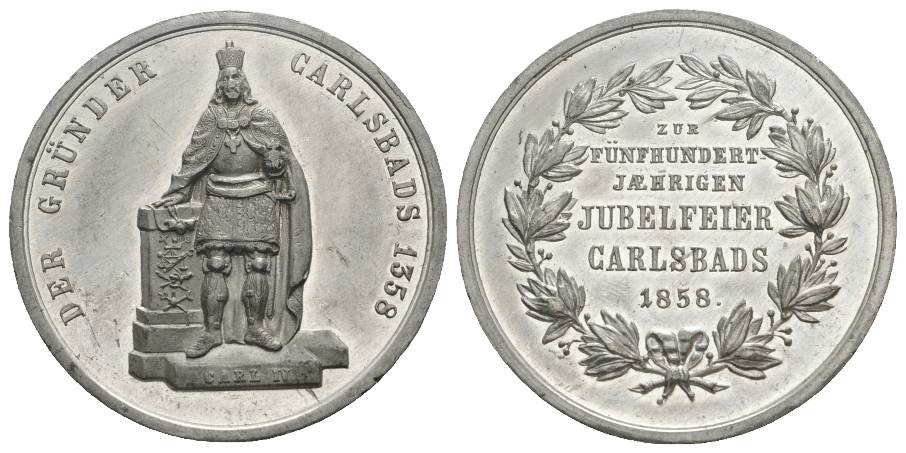  Carlsbad, Medaille, 1858, Zinn; 19,04 g, Ø 41,74 mm   