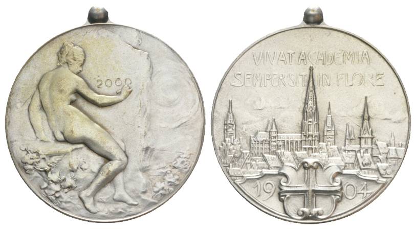  Deutschland, Medaille, 1904, versilberte Bronze; 17,00 g, Ø 33,78 mm   