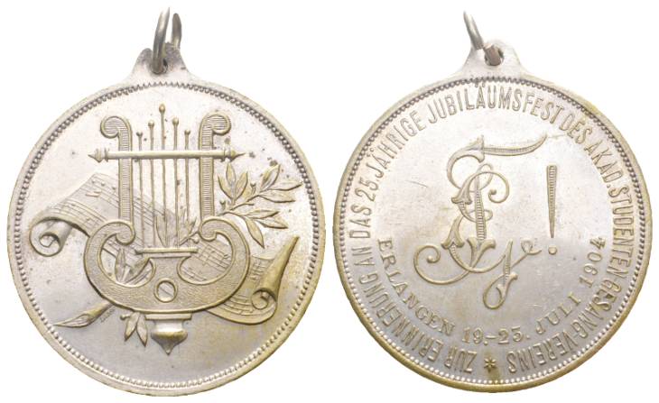  tragbare Medaille 1904; versilbert, 27,35 g; Ø 40 mm   