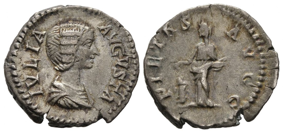 PEUS 8640 Kaiserliche Prägung Septimius Severus für Julia Domna Denar 196/211 Dunkle Tönung, Sehr schön