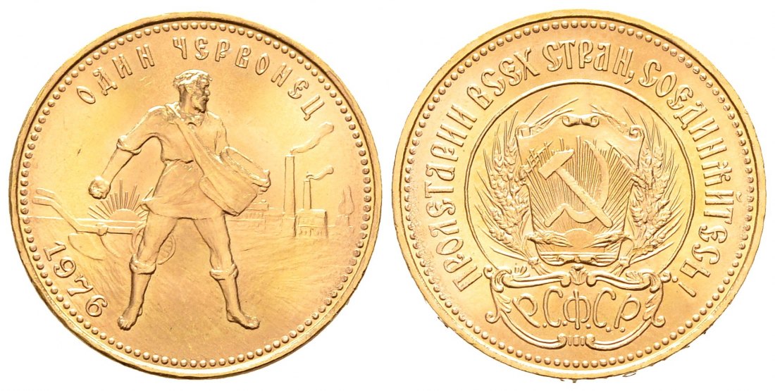 PEUS 8655 Russland 7,74 g Feingold. Tscherwonez 10 Rubel GOLD 1976 Winzige Kratzer, Vorzüglich +
