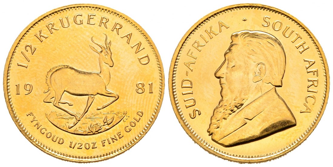 PEUS 8668 Süd-Afrika 15,55 g Feingold 1/2 Krügerrand GOLD 1/2 Unze 1981 Kl. Kratzer, Vorzüglich +