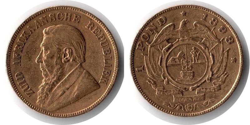 Süd Afrika MM-Frankfurt Feingewicht: 7,32g Gold 1 Pfund 1898 sehr schön